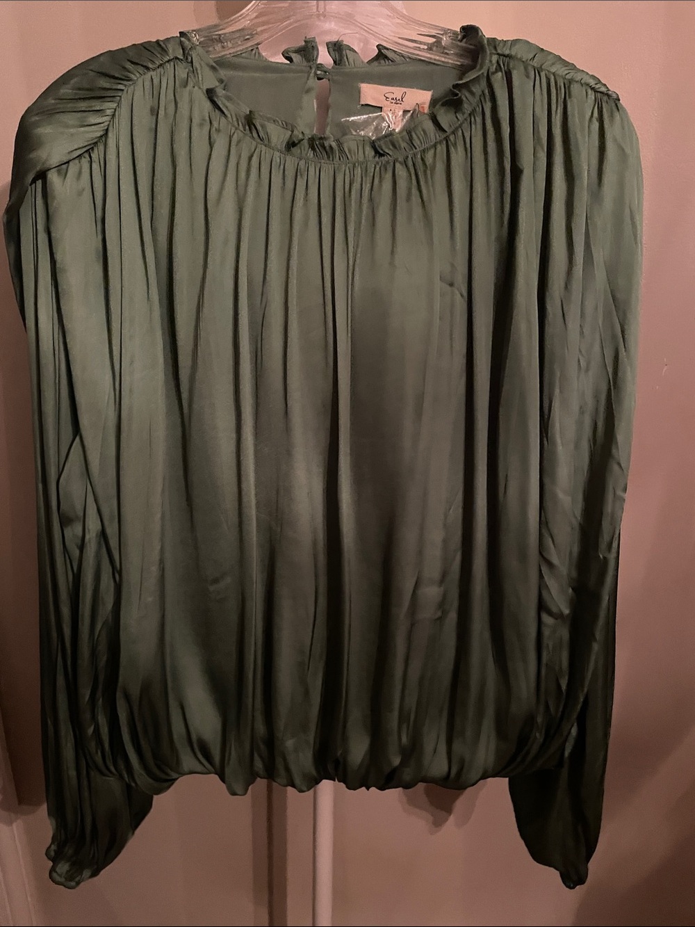 SAYLOR   Green Pleated Peasant Blouse